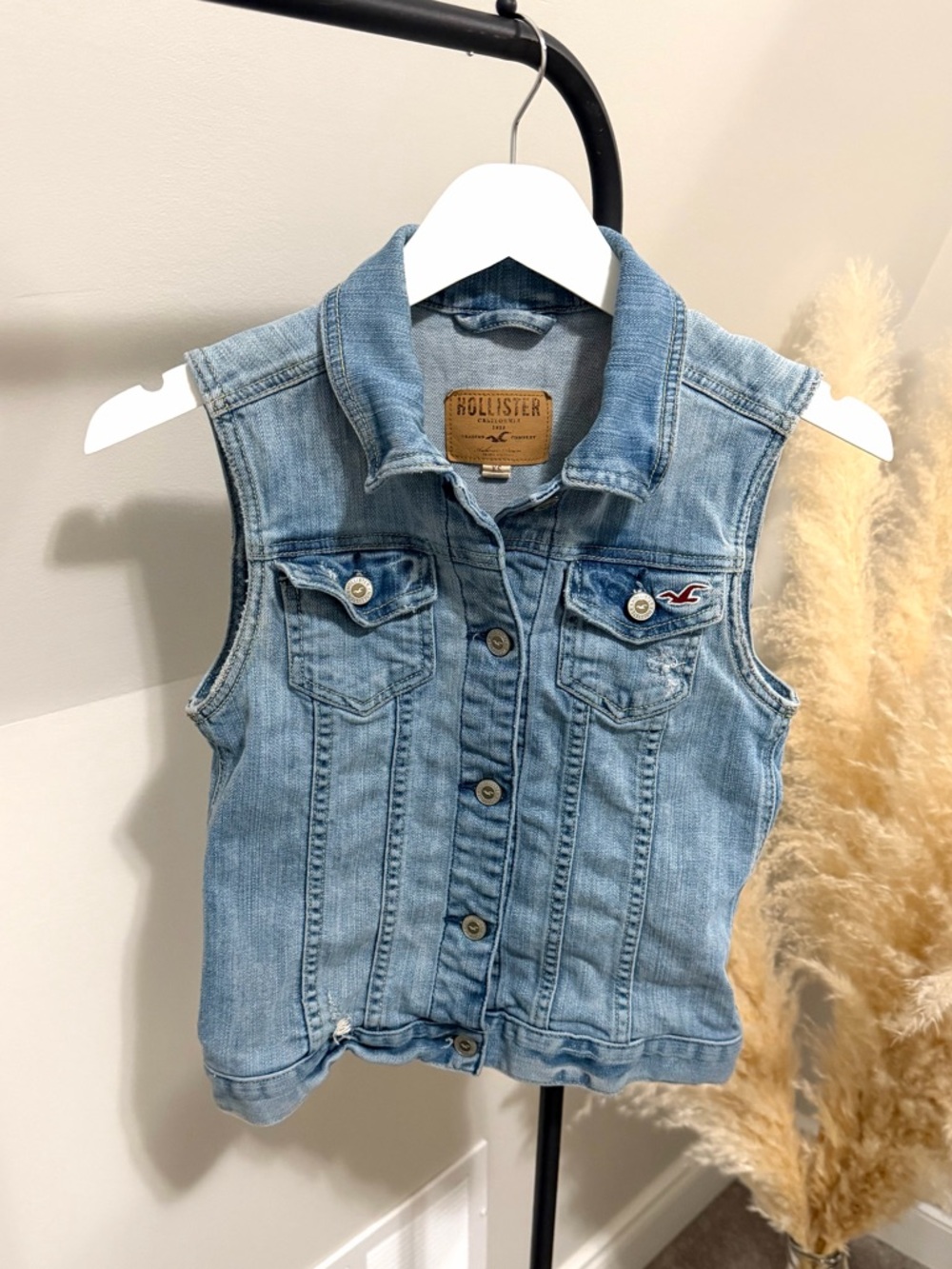 Y2K Hollister Light Wash Denim Vest Jacket